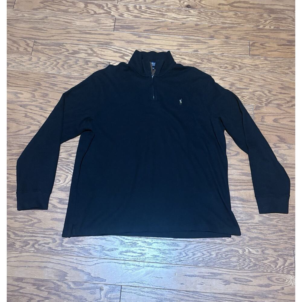 Ralph Lauren Polo Extra Rib Men's Black Long Sleeve Quarter 1/4 Zip Sweater, XXL